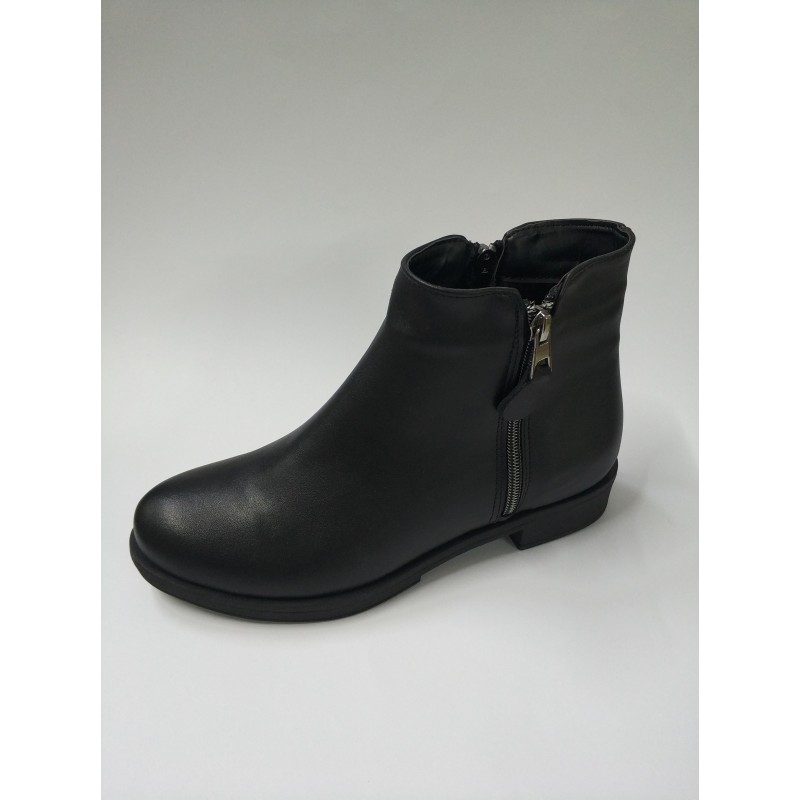 Ayakdaş çift fermuarlı kadın bot siyah