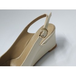 Paris gold toka detaylı dolgu topuk kadın ayakkabı rugan krem