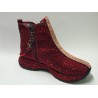 Paris taş detaylı içi yünlü kadın bot bordo