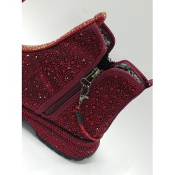 Paris taş detaylı içi yünlü kadın bot bordo