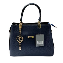 Label anahtarlıklı kadın kol çantası gece mavisi