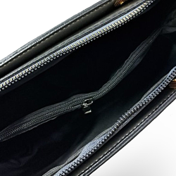 Label anahtarlıklı kadın kol çantası koyu gümüş