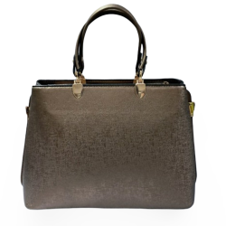 Label püsküllü dikiş detaylı kadın kol çantası bronz