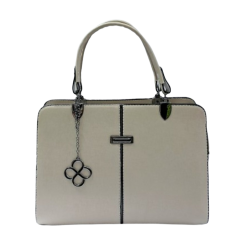 Label anahtarlıklı kadın kol çantası bej