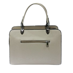 Label anahtarlıklı kadın kol çantası bej