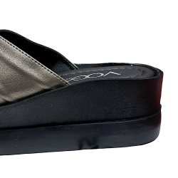 Voga çapraz kalın tabanlı kadın terlik platin