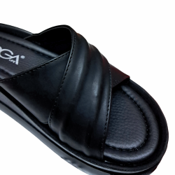 Voga çapraz kalın tabanlı kadın terlik siyah