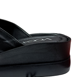 Voga çapraz kalın tabanlı kadın terlik siyah