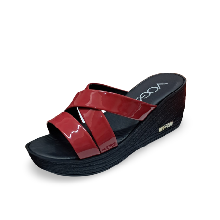 Voga rugan dolgu topuk kadın terlik kırmızı