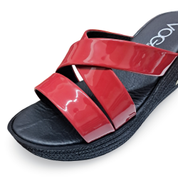 Voga rugan dolgu topuk kadın terlik kırmızı