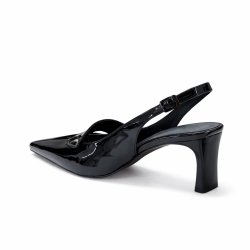 Paris arkası açık topuk detaylı kadın topuklu ayakkabı siyah