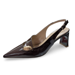 Paris arkası açık topuk detaylı kadın topuklu ayakkabı kahverengi