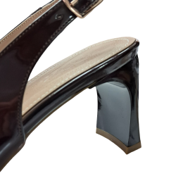 Paris arkası açık topuk detaylı kadın topuklu ayakkabı kahverengi