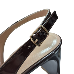 Paris arkası açık topuk detaylı kadın topuklu ayakkabı kahverengi