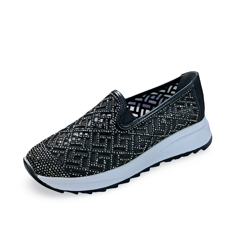 Paris taş detaylı kadın mevsimlik ayakkabı siyah-platin