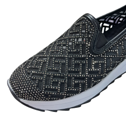 Paris taş detaylı kadın mevsimlik ayakkabı siyah-platin