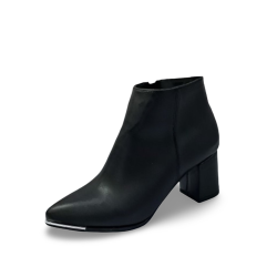 Bono gümüş detaylı kadın topuklu bot siyah