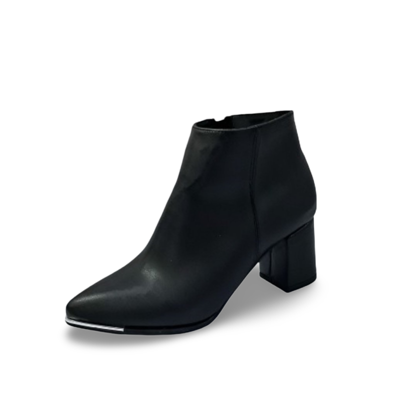 Bono gümüş detaylı kadın topuklu bot siyah