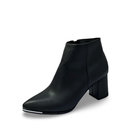 Bono gümüş detaylı kadın topuklu bot siyah