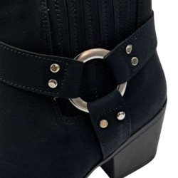 Ayakdaş nubuk gümüş halka detaylı kadın topuklu bot