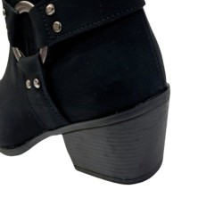 Ayakdaş nubuk gümüş halka detaylı kadın topuklu bot