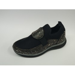 Paris Ortopedik taş detaylı kadın mevsimlik ayakkabı gümüş taşlı siyah