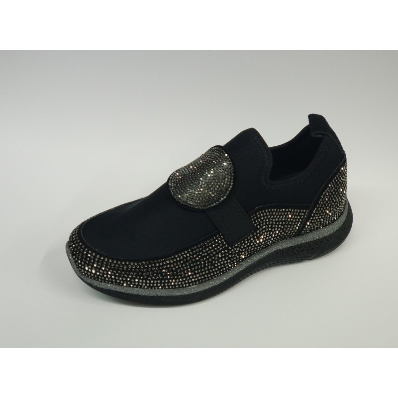 Paris Ortopedik taş detaylı kadın mevsimlik ayakkabı gümüş taşlı siyah