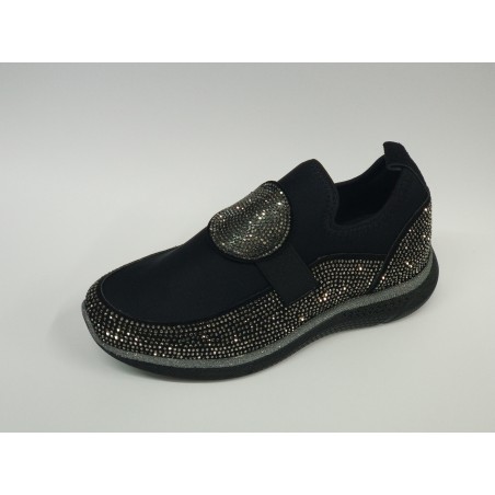 Paris Ortopedik taş detaylı kadın mevsimlik ayakkabı gümüş taşlı siyah