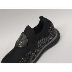 Paris Ortopedik taş detaylı kadın mevsimlik ayakkabı gümüş taşlı siyah