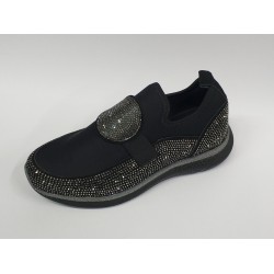 Paris Ortopedik taş detaylı kadın mevsimlik ayakkabı gümüş taşlı siyah