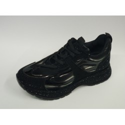 Paris rugan taş detaylı Bağcıklı kadın mevsimlik ayakkabı siyah