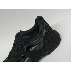 Paris rugan taş detaylı Bağcıklı kadın mevsimlik ayakkabı siyah