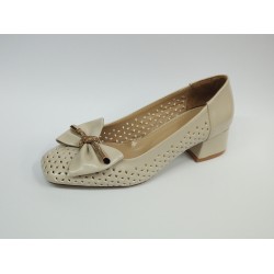 Paris taşlı kurdale detaylı kadın ayakkabı krem