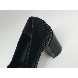 Paris toka detaylı Topuk kısmı gümüş kadın topuklu ayakkabı siyah