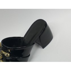 Paris gold toka detaylı rugan Topuklu kadın terlik siyah