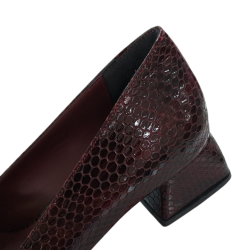 Paris petek görünümlü taş detaylı kadın topuklu ayakkabı bordo