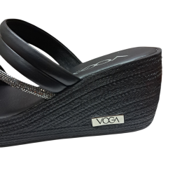 Voga taş detaylı kadın dolgu topuk terlik siyah