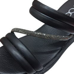 Voga taş detaylı kadın dolgu topuk terlik siyah