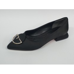 Aşk moda saten kumaş toka detaylı kadın babet ayakkabı siyah