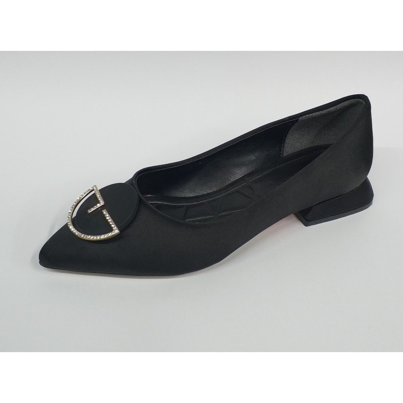 Aşk moda saten kumaş toka detaylı kadın babet ayakkabı siyah