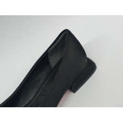 Aşk moda saten kumaş toka detaylı kadın babet ayakkabı siyah