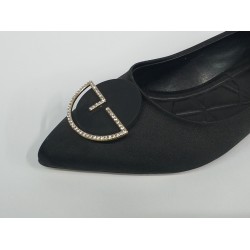 Aşk moda saten kumaş toka detaylı kadın babet ayakkabı siyah