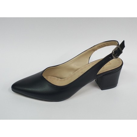 Poliriza düz sade arkası açık Topuklu ayakkabı siyah