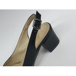 Poliriza düz sade arkası açık Topuklu ayakkabı siyah