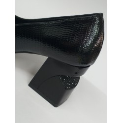 Paris topuğu taş detaylı kalın topuk ayakkabı siyah