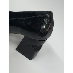 Paris topuğu taş detaylı kalın topuk ayakkabı siyah