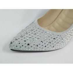 Poliriza su damlası Topuklu kadın ayakkabı gümüş