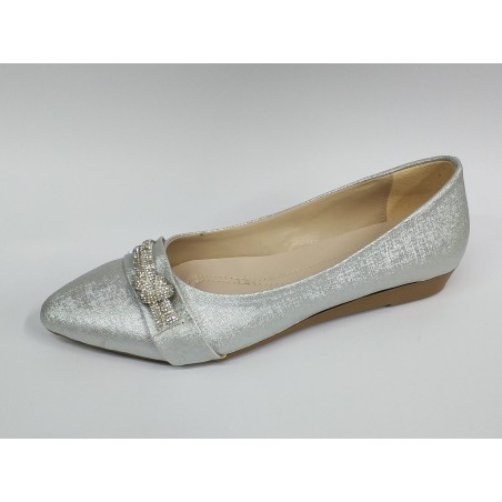 Nesfa düğüm taş detaylı kadın babet ayakkabı gümüş