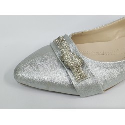 Nesfa düğüm taş detaylı kadın babet ayakkabı gümüş