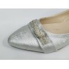 Nesfa düğüm taş detaylı kadın babet ayakkabı gümüş